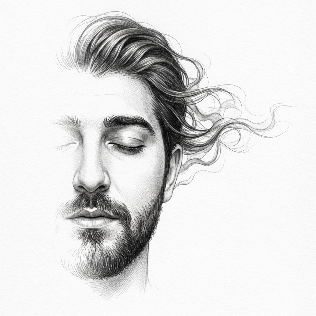 Minimalist Half-Face Graphite Sketch (1/2)
