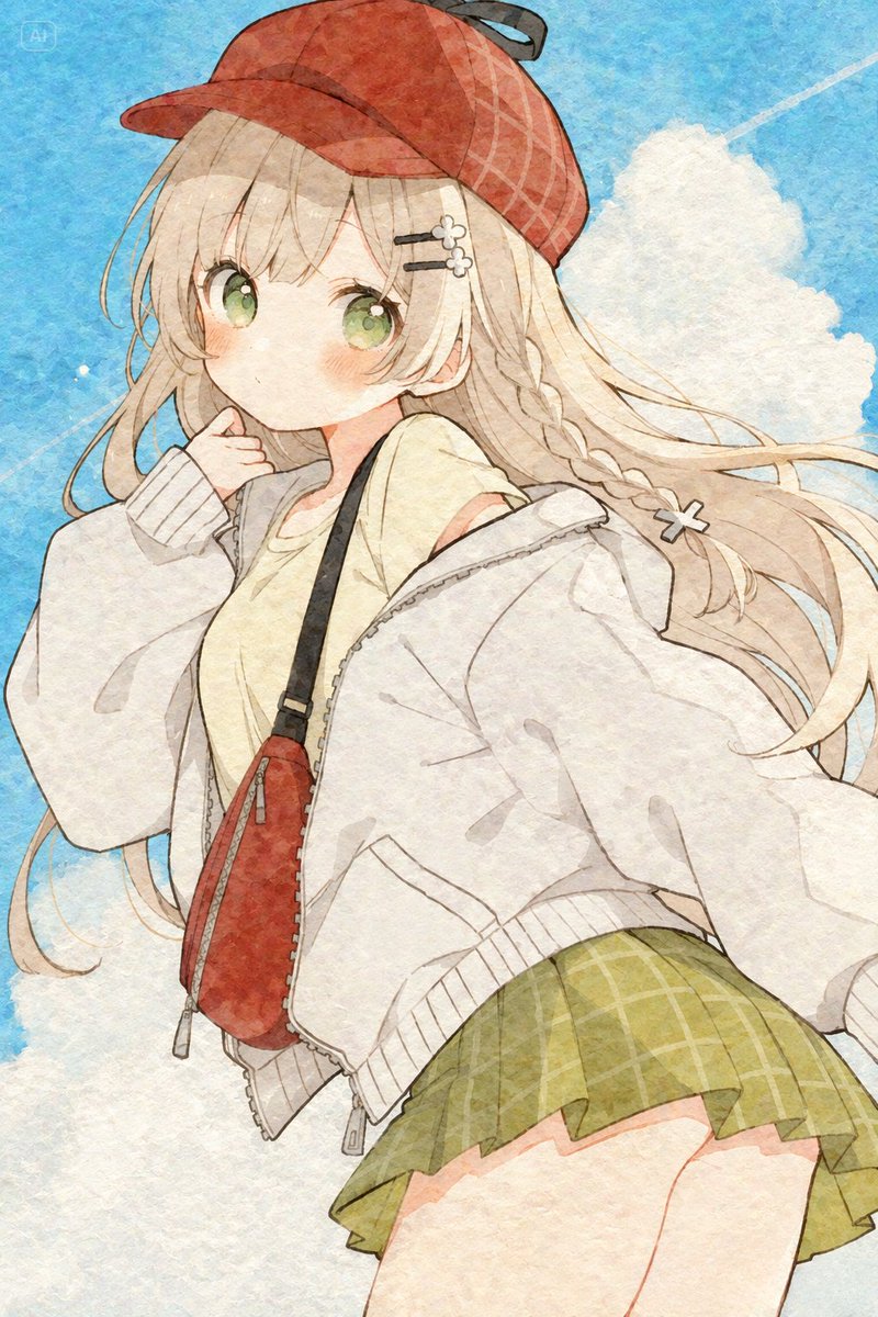 Ragazza Anime Acquerello nel Cielo Estivo