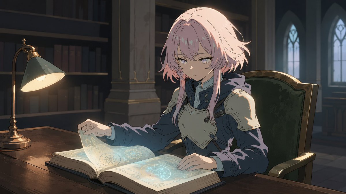 Fantasy-Ritter-Bibliotheks-Studien-Szene