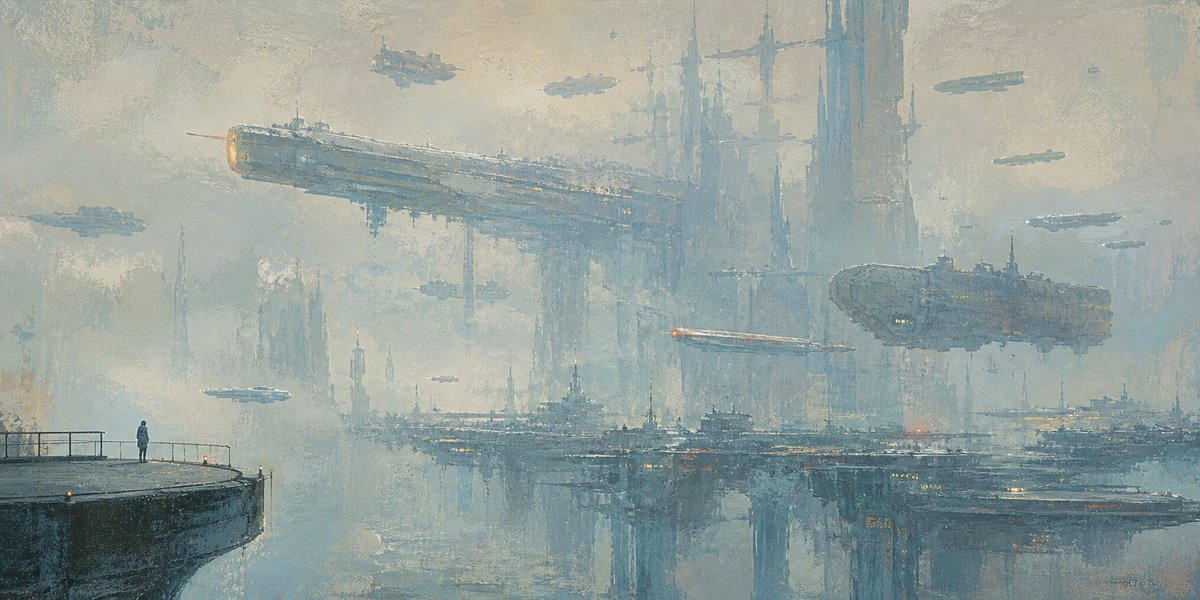 Einsamer Sci-Fi-Hafen-Hintergrundbild