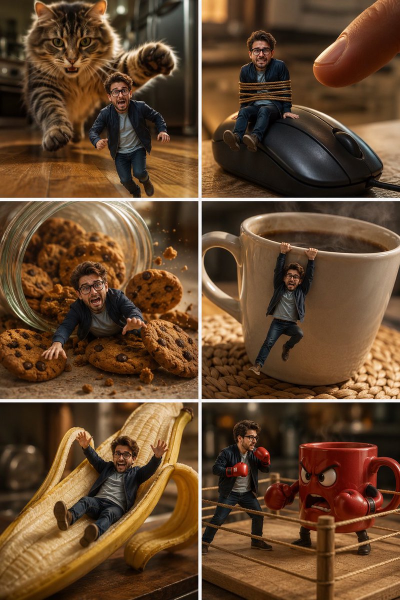Miniaturmann-Küchen-Comedy-Collage