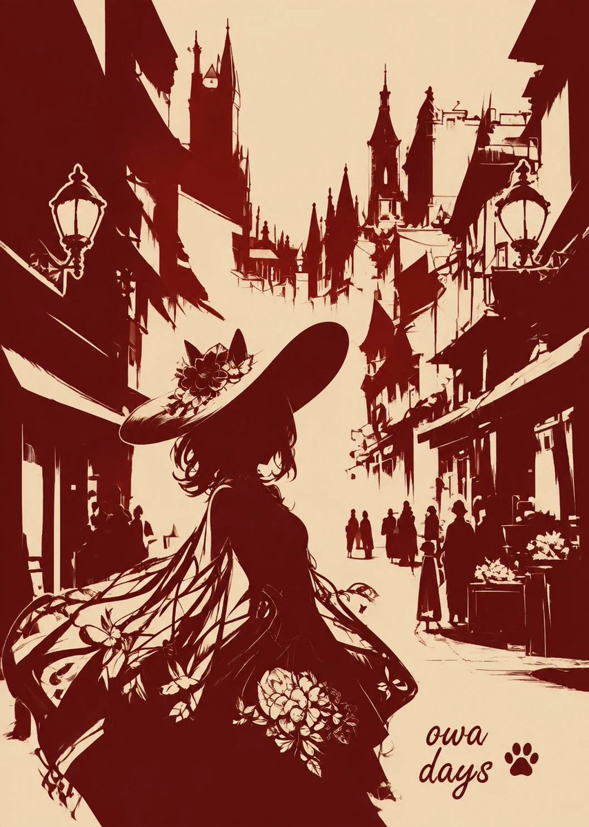 Burgundy Anime Street Silhouette