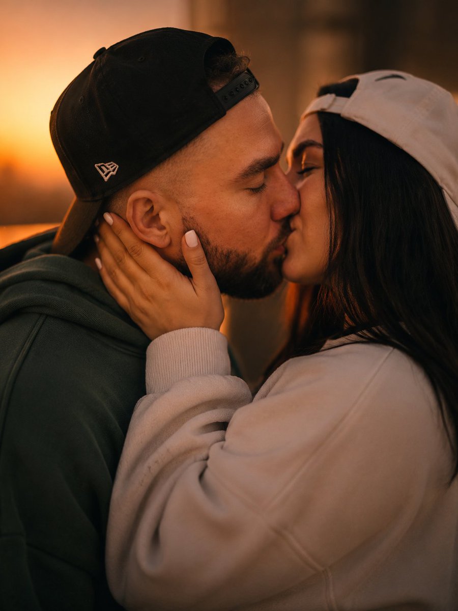 Casal se Beijando na Hora Dourada