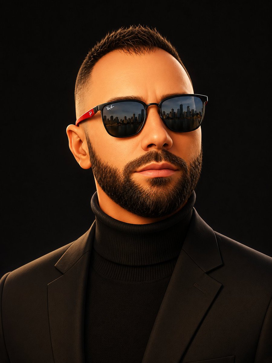 Cinematic Black Turtleneck Portrait