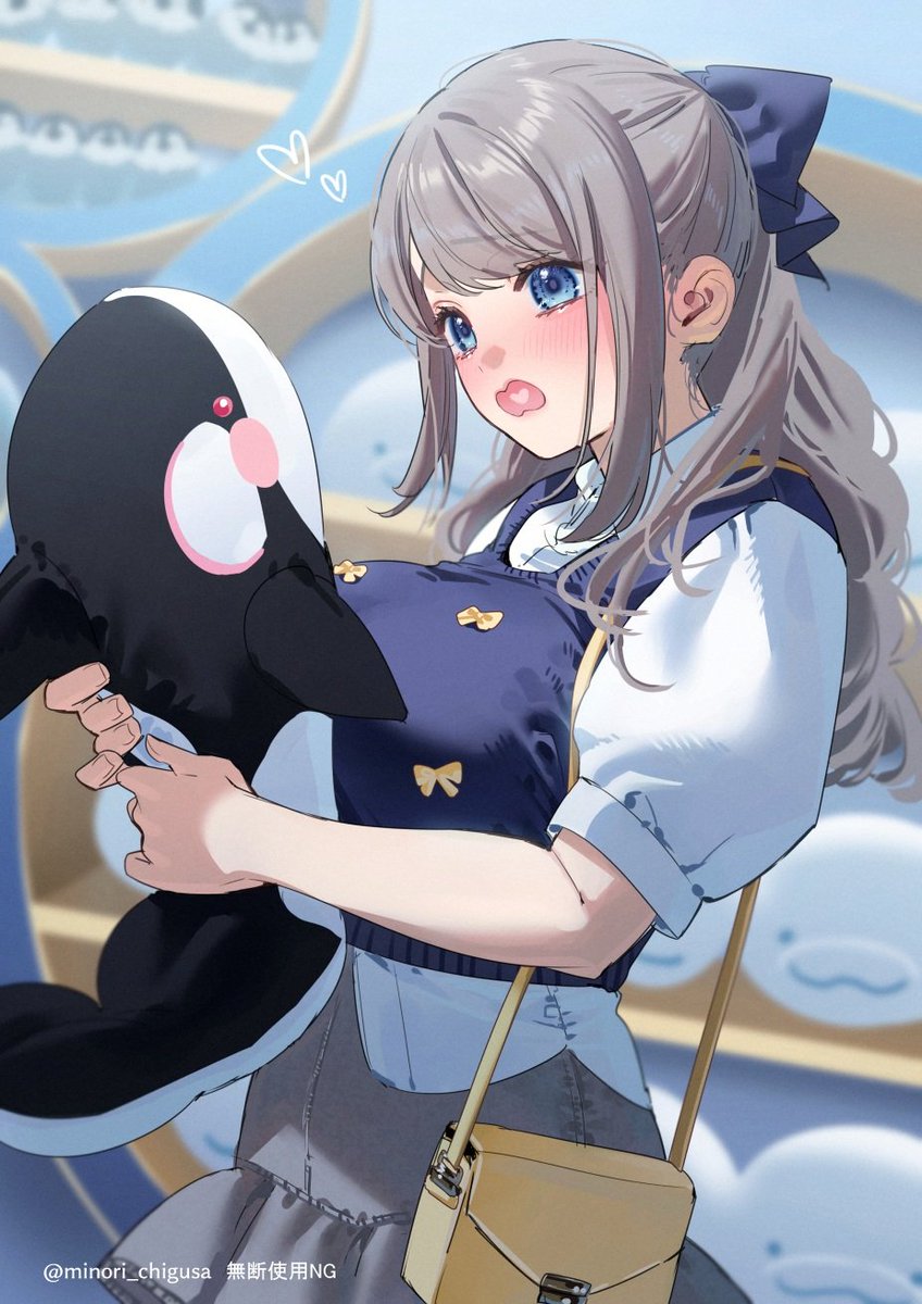 Anime Girl Hugging Orca Plush