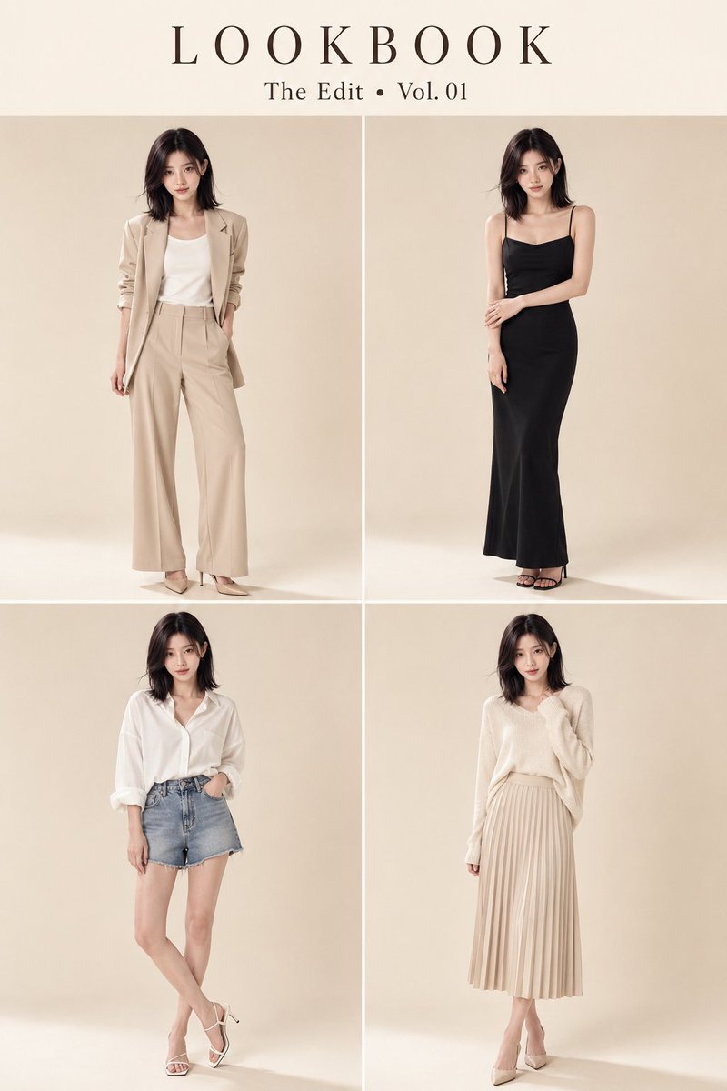 Charakterkonsistenter koreanischer Mode-Lookbook (1/2)