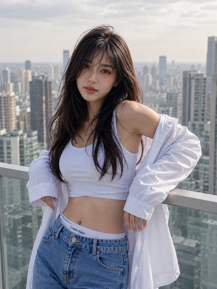 City Skyline Balcony Fashion Portrait