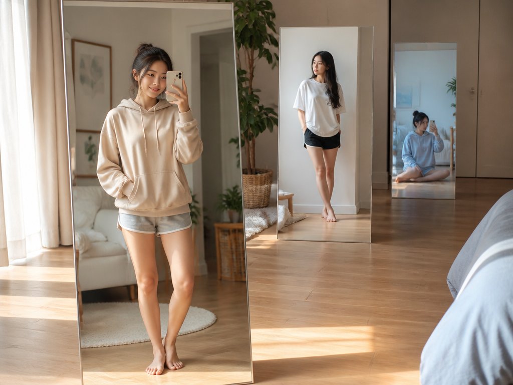 Schwebender Spiegel Koreanisches Apartment Lifestyle Foto