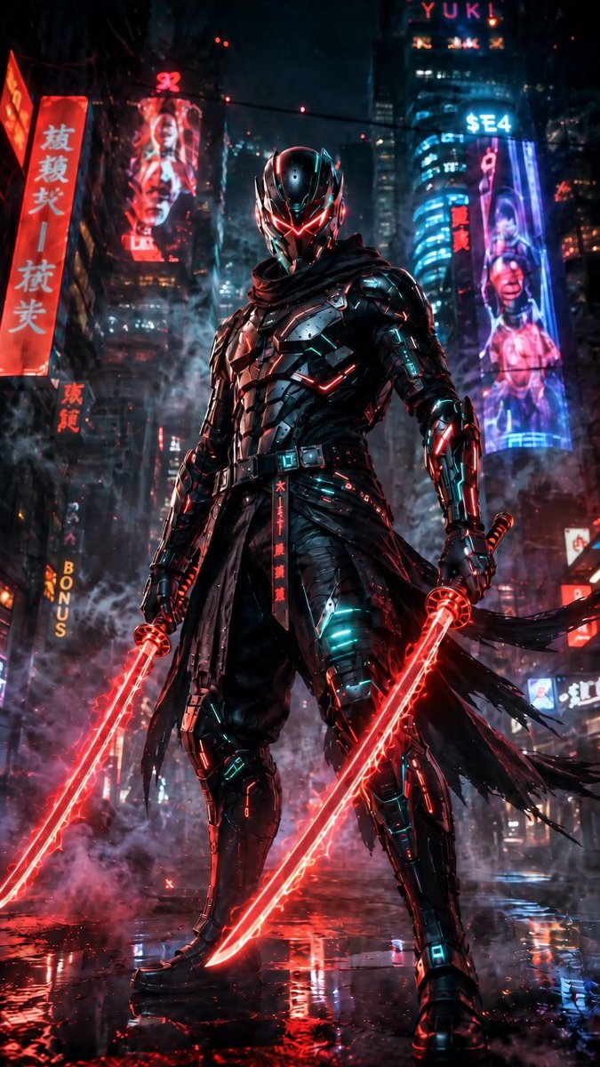 Ninja Cyberpunk Doppia Katana