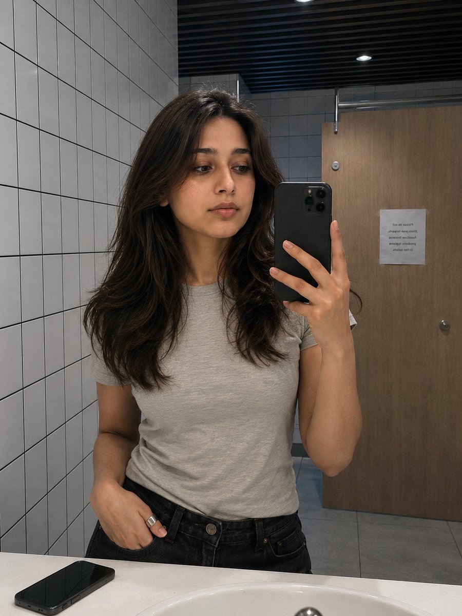 Selfie de Espelho de Mulher Sul-Asiática