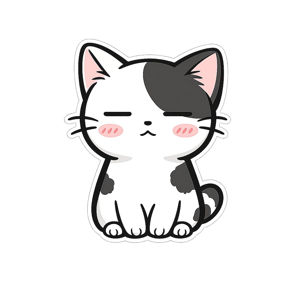 Kawaii Closed-Eye Cat Sticker (1/2)