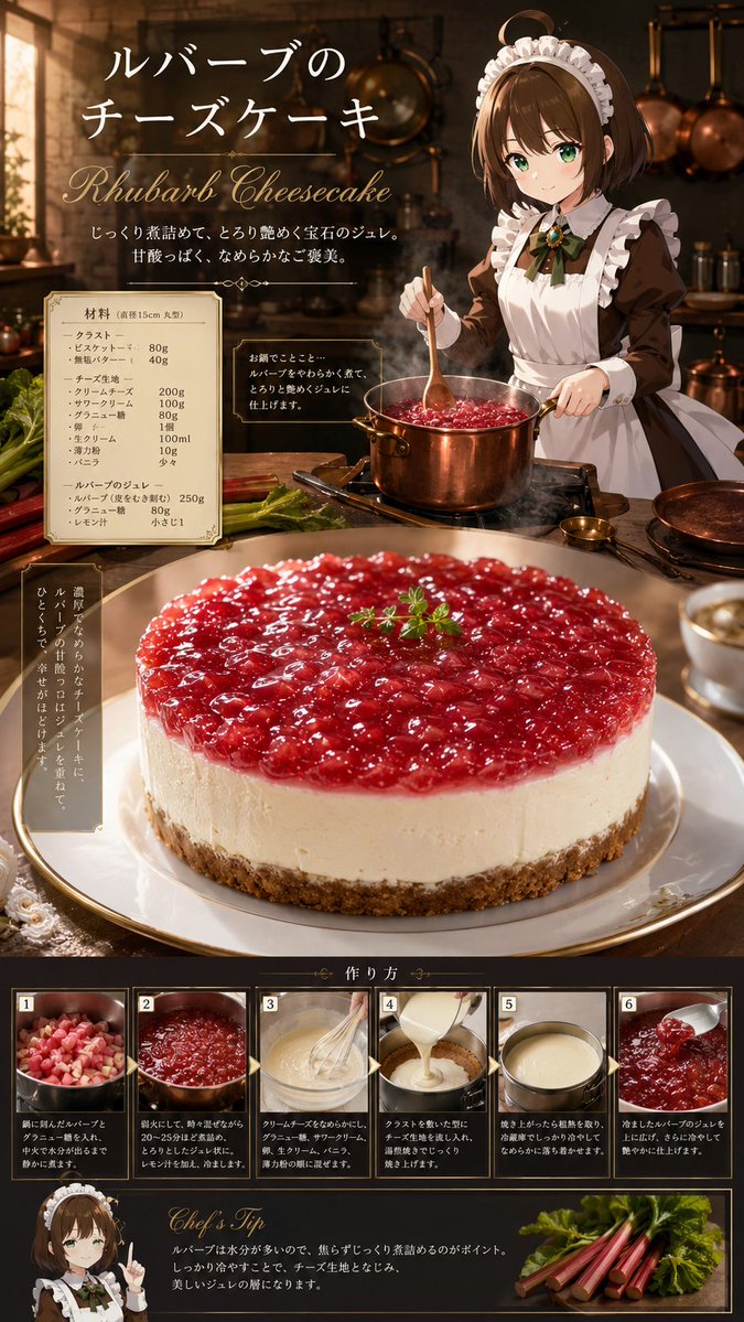Anime Rhubarb Cheesecake Recipe Poster (1/2)