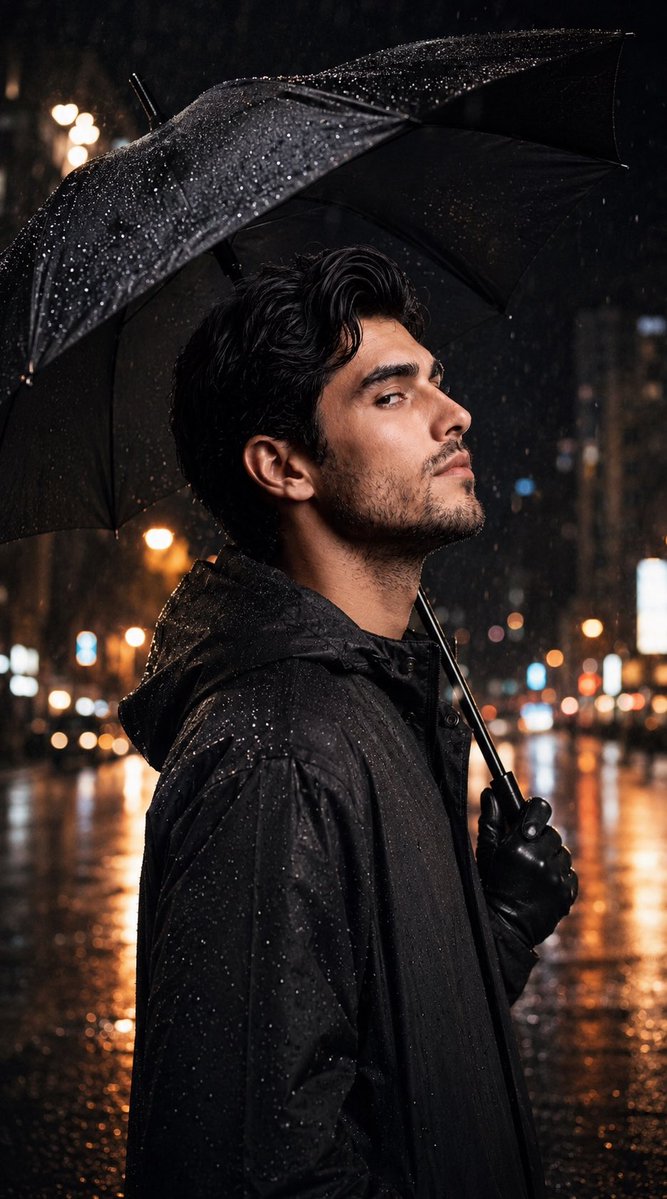 Neo-Noir Sinematik Yağmur Portresi