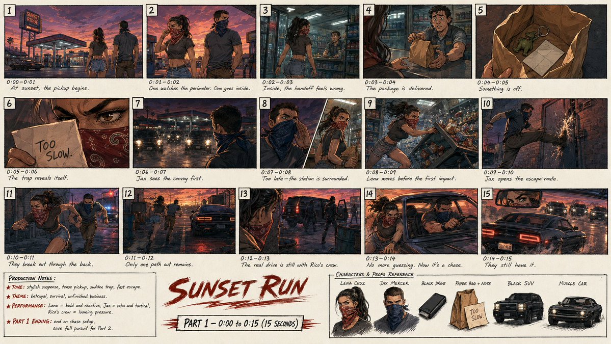 Professioneller Action-Thriller-Storyboard