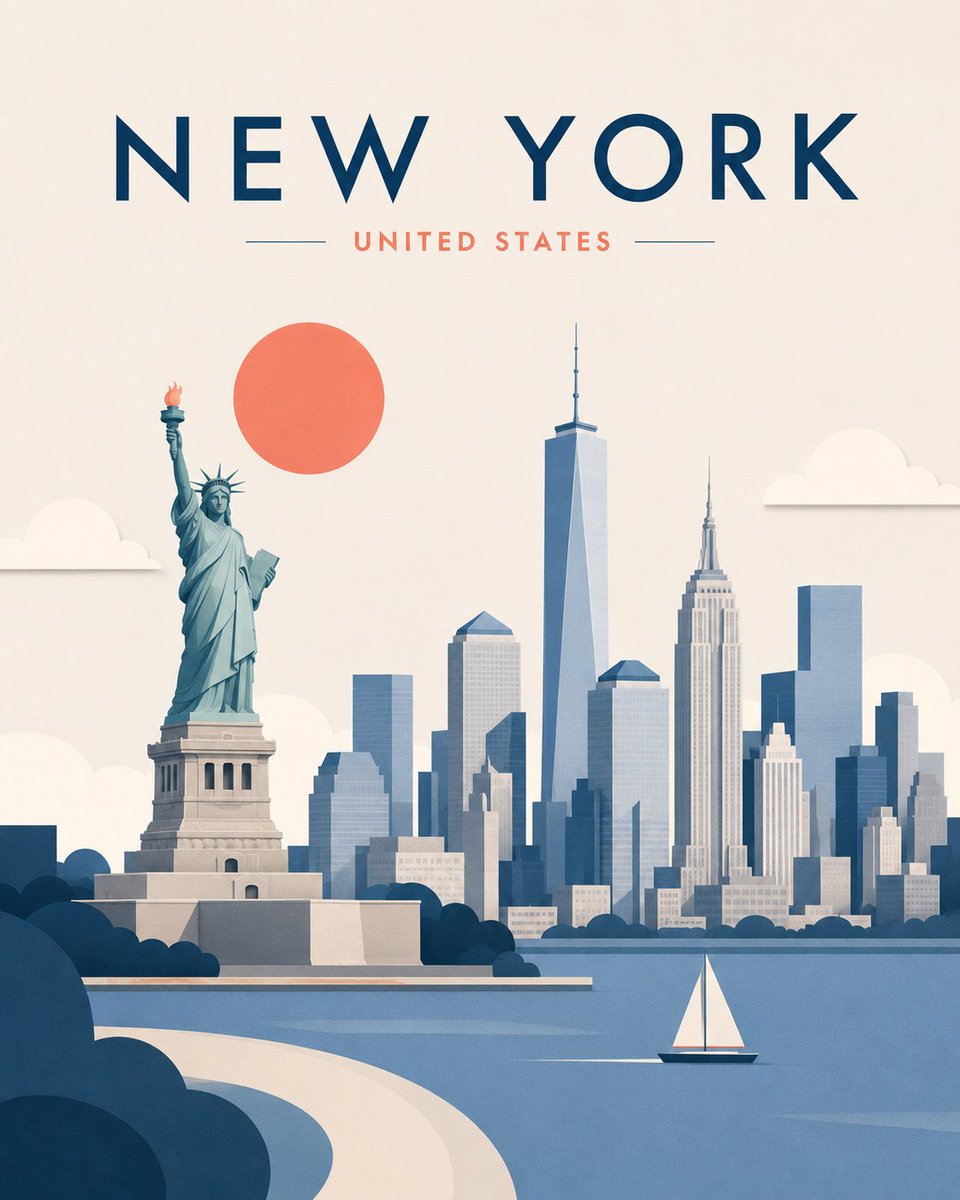 Minimalist Layered Travel Poster Illustration (1/3)