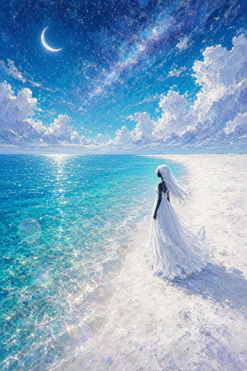 Celestial Bride on Starlit Beach (1/2)