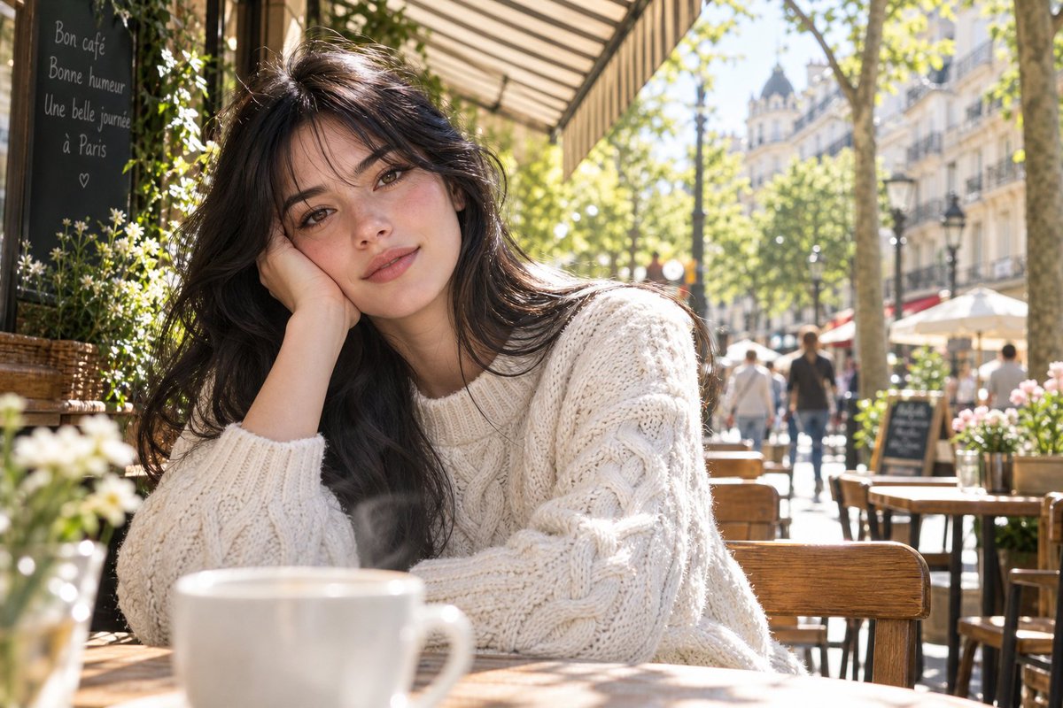 Güneşli Paris Kafe Portresi