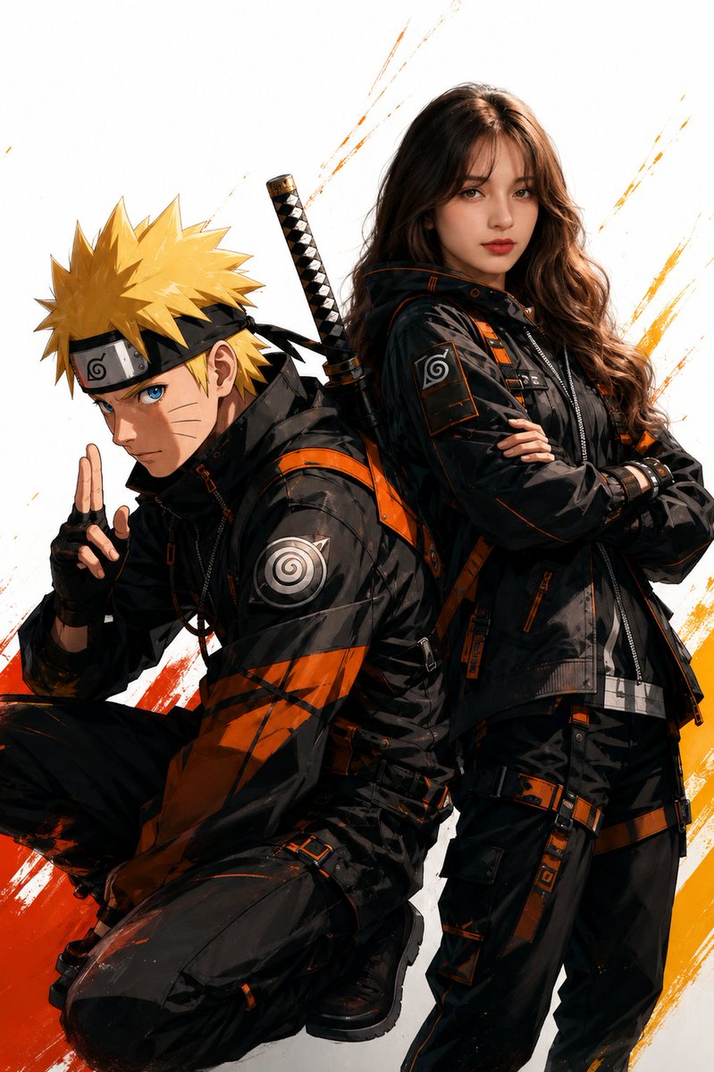 Anime Realistisches Ninja-Duo-Porträt
