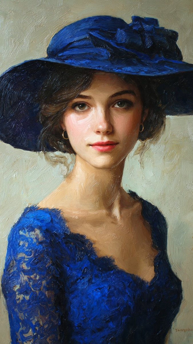 Classico ritratto a olio impressionista