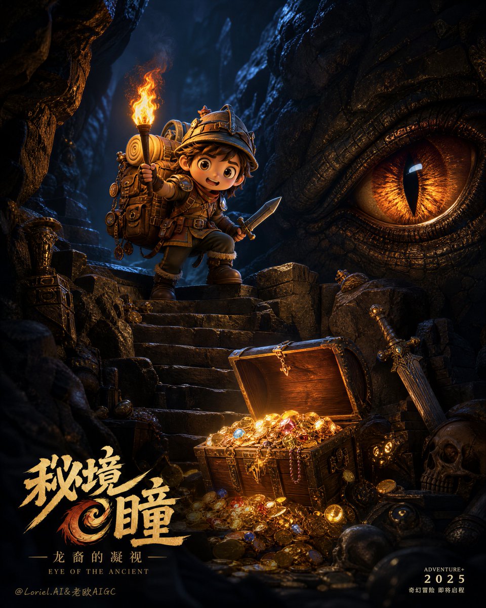 Pôster de Dragão de Caverna de Explorador Chibi