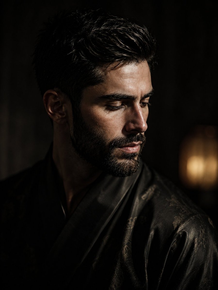 Ritratto con vestaglia di seta chiaroscuro