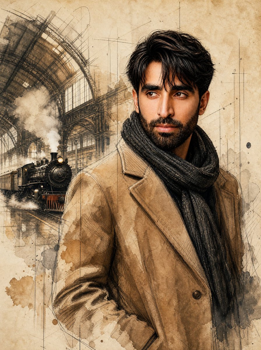 Mixed-Media Fashion Train Illustration