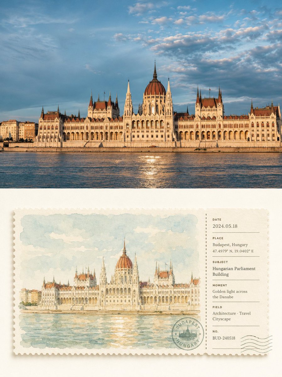 Pôster Estilo Cartão Postal Aquarela (1/4)