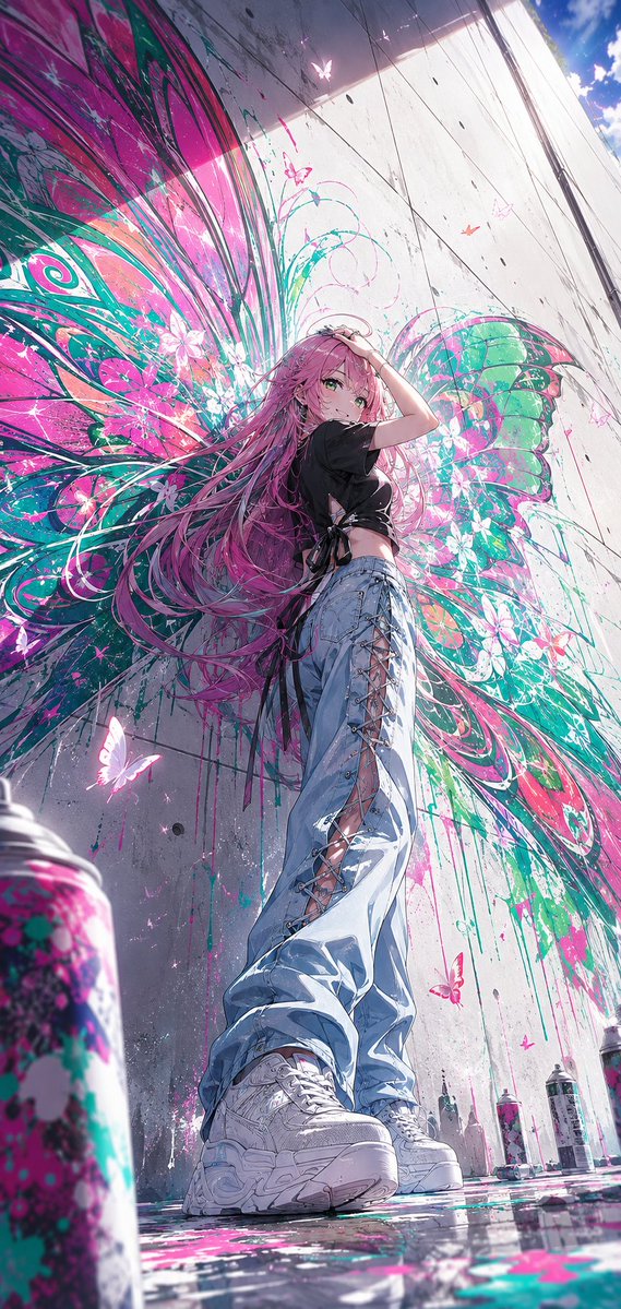 Ragazza Farfalla Graffiti Anime
