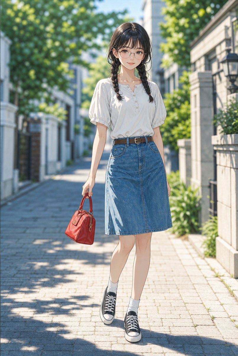 단정한 애니메이션 소녀 스트리트 의상