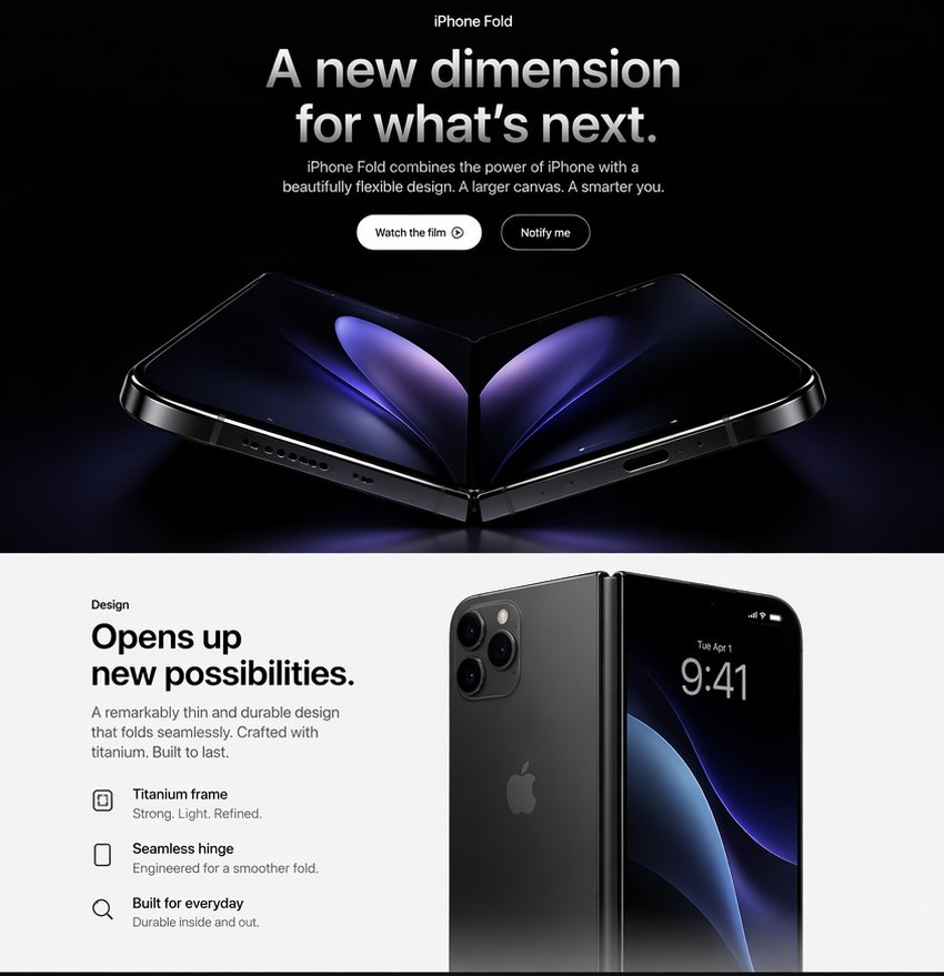 Landing Page iPhone Fold Stile Apple