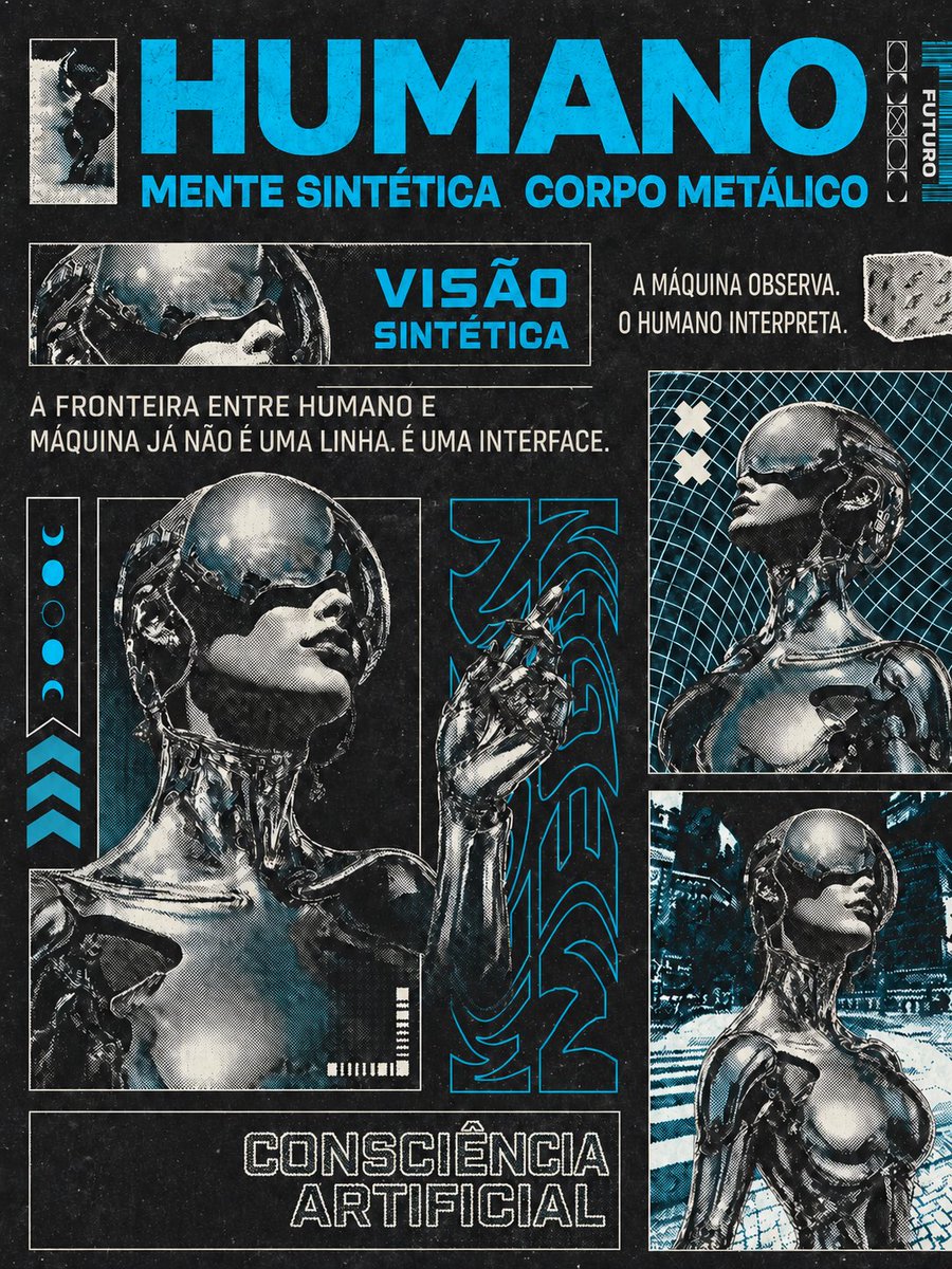 Poster Umanoide Cromato Retro-Futurista