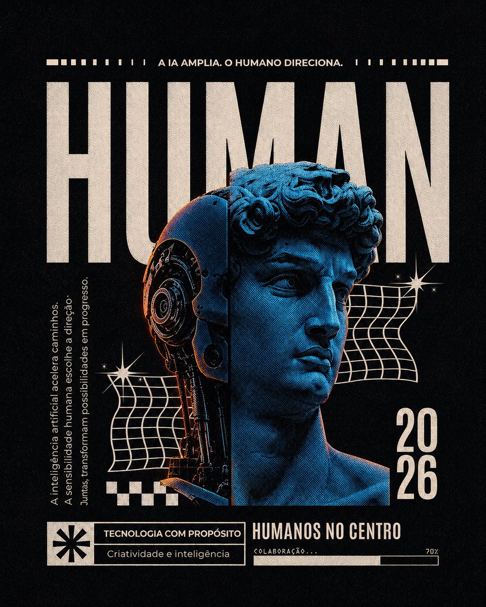 Poster Cyborg Umano Retro-Futurista