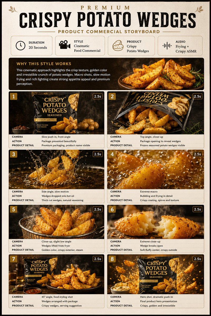 Storyboard Commercial Alimentaire Premium