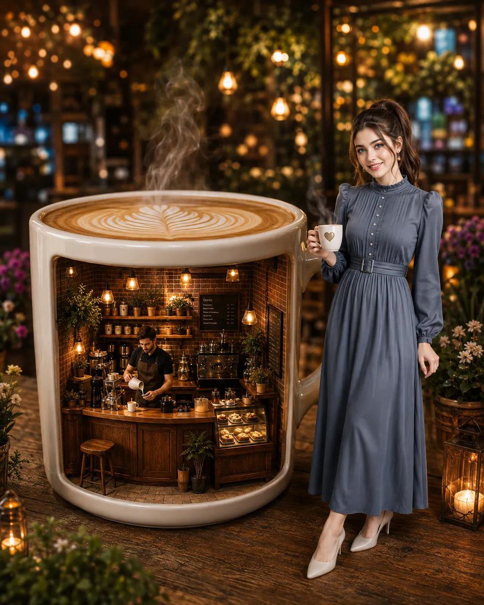 Riesige Kaffeetasse Café Diorama