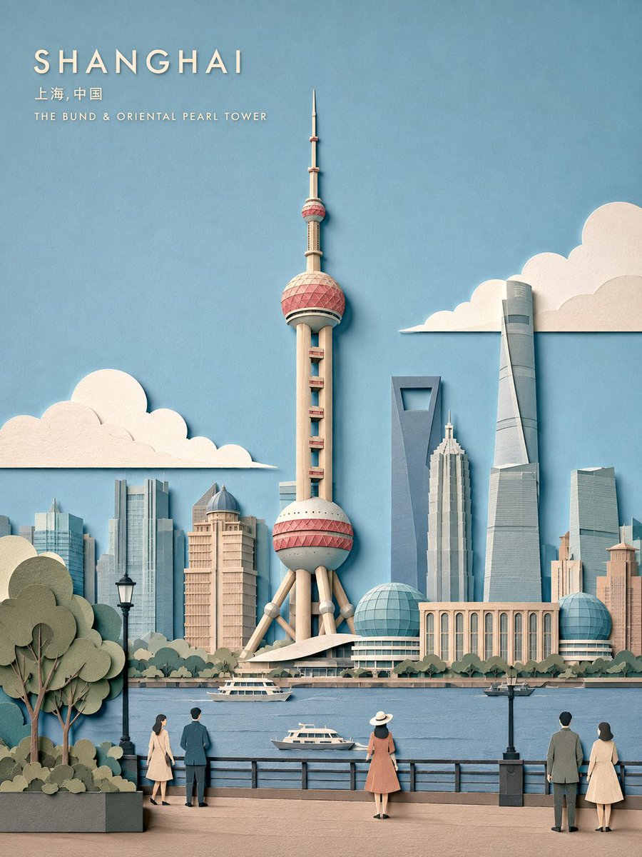 Layered Papercut City Travel Poster (1/4)