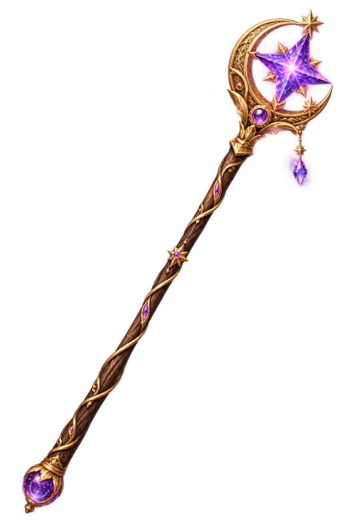 Fantasy Crescent Star Magic Staff