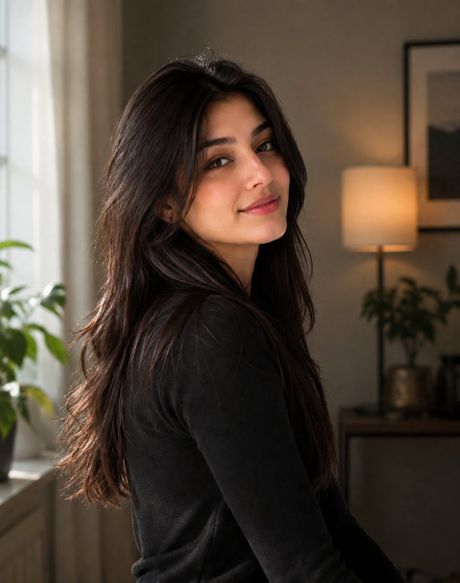 Retrato Quente de Mulher Sul-Asiática em Interior
