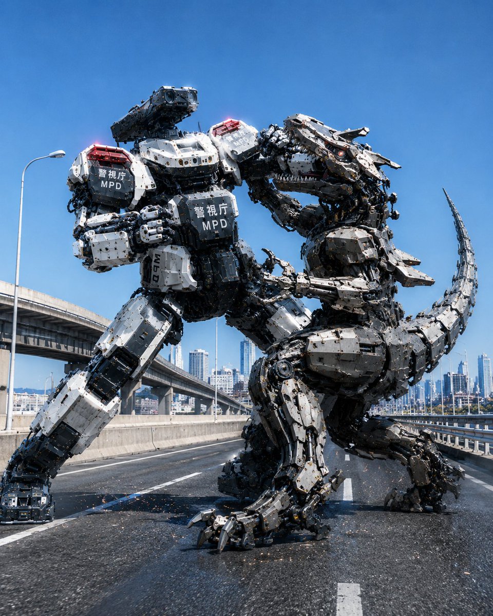 Scena di Battaglia Robot Poliziotto Dinosauro