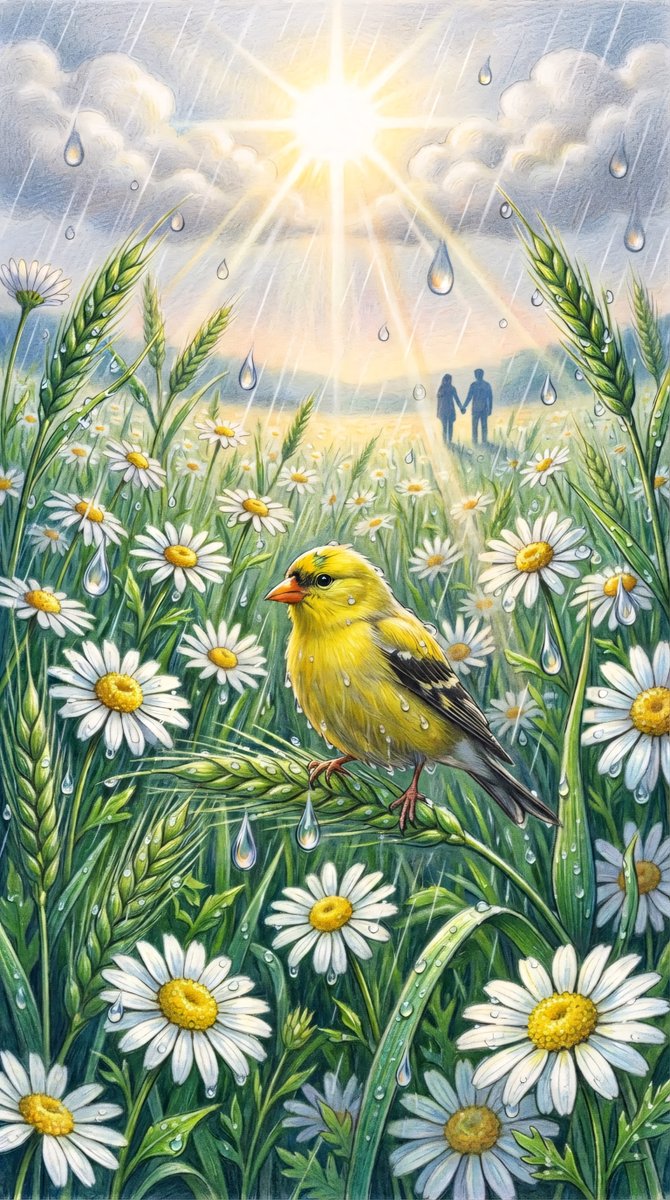 Vibrant Colored Pencil Bird Illustration (1/2)