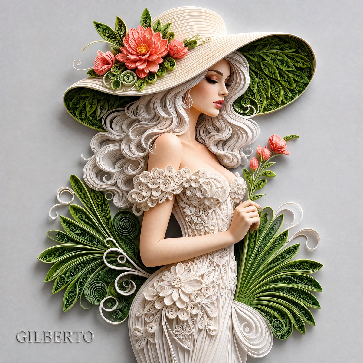 Retrato de Relieve 3D de Paper Quilling (1/4)