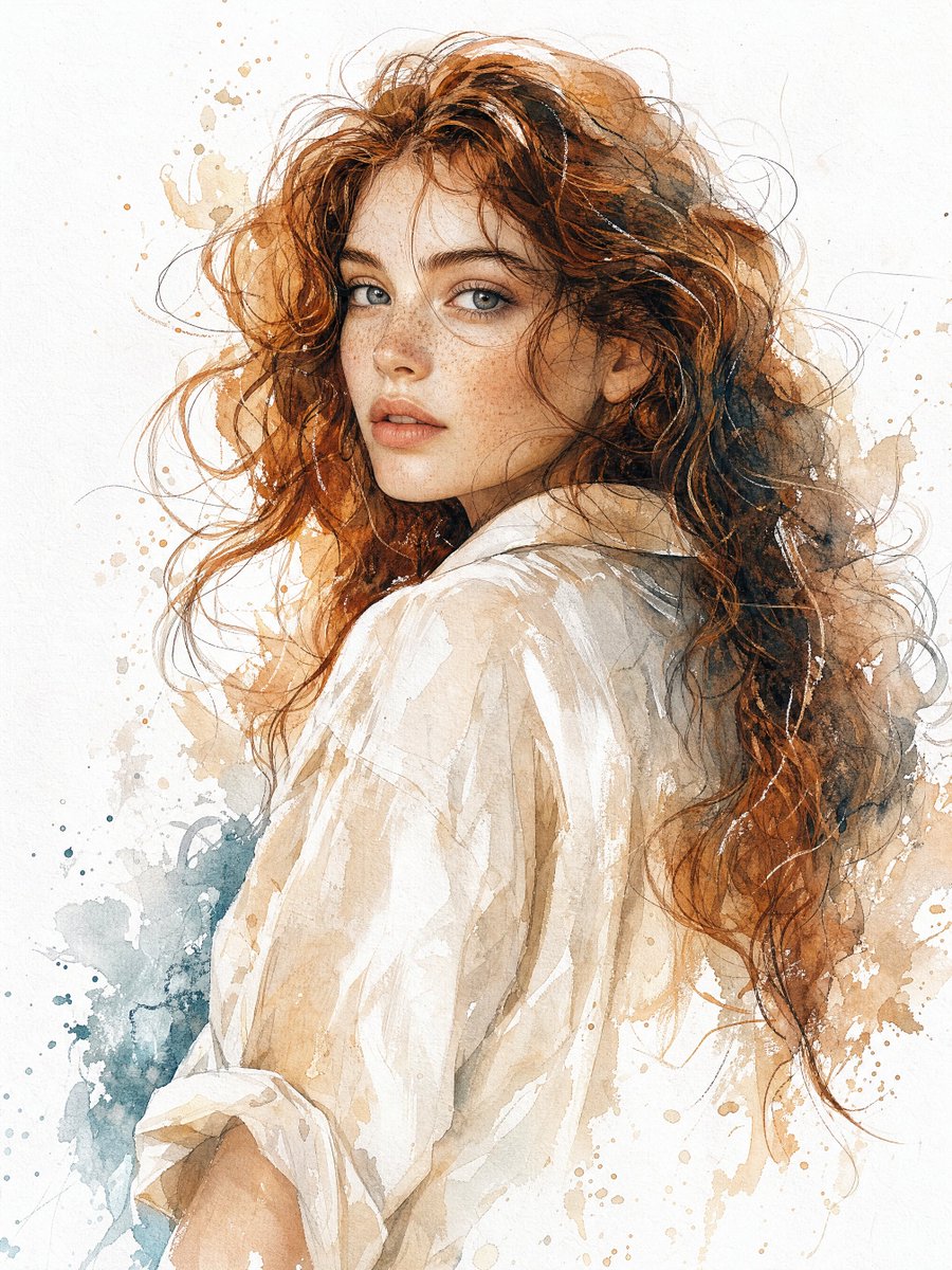 Watercolor and Ink Fine-Art Portrait (1/2)