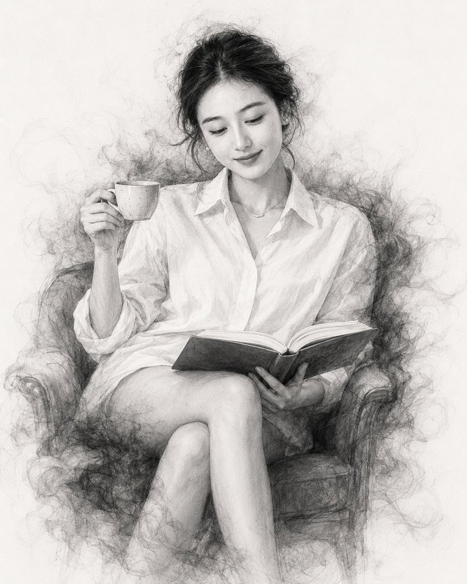Charcoal Sketch Portrait Illustration