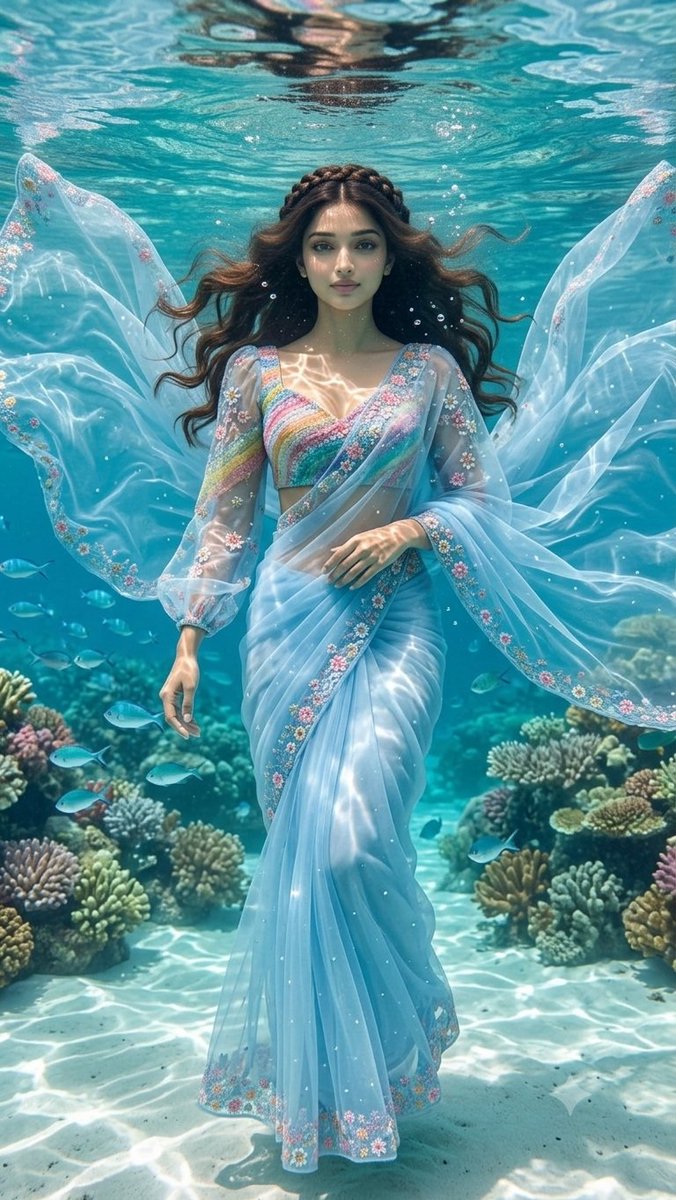 Unterwasser-Märchen-Sari-Porträt