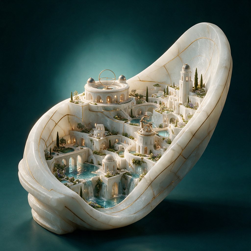 Alabaster Miniature City Sculpture (1/3)