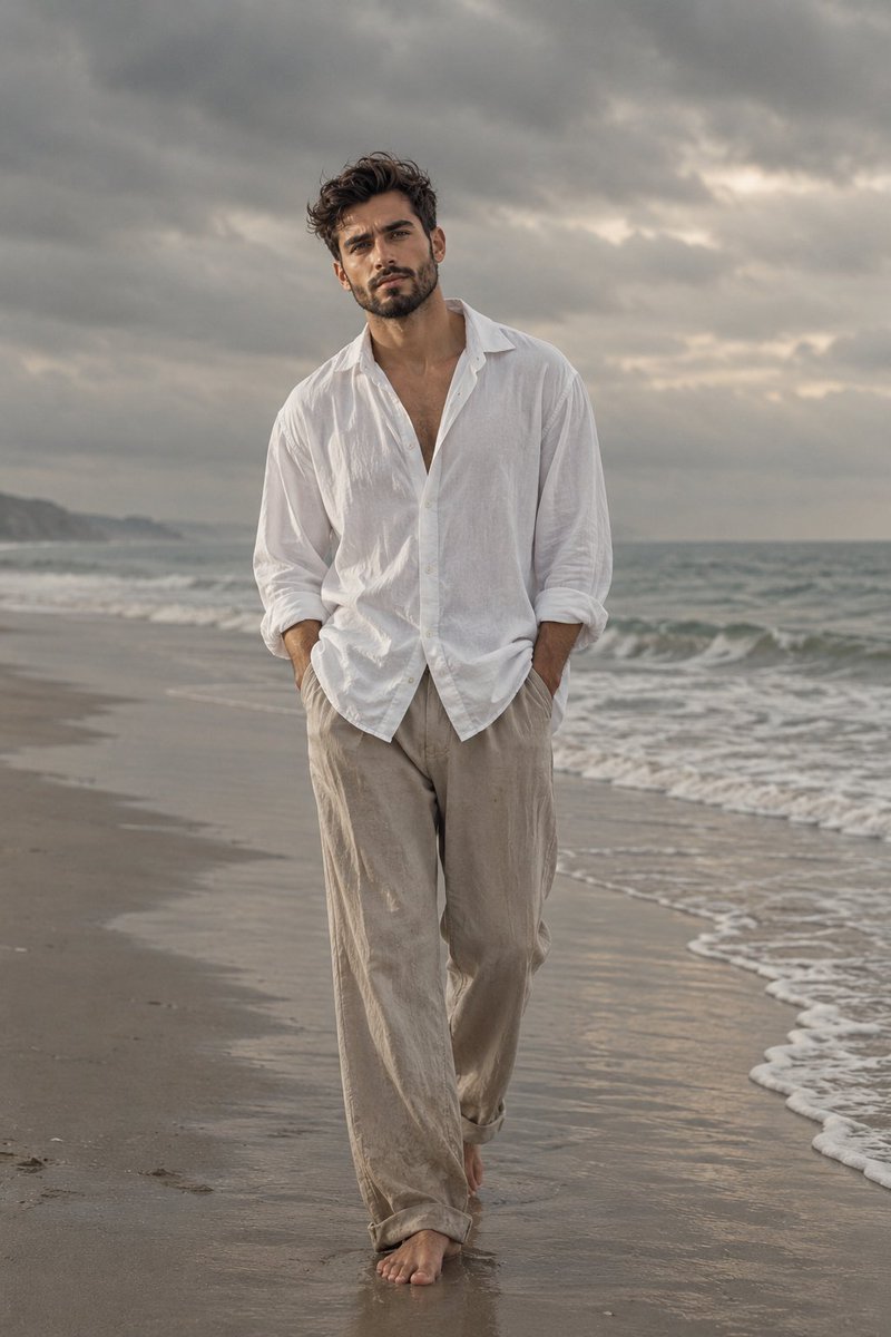 Melancholic Beach Fashion Portrait