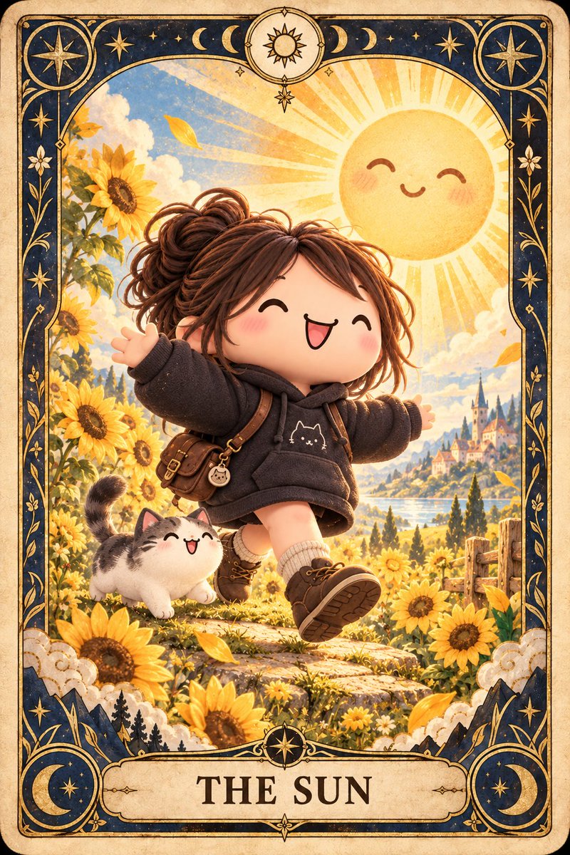 Kartu Tarot Matahari Chibi