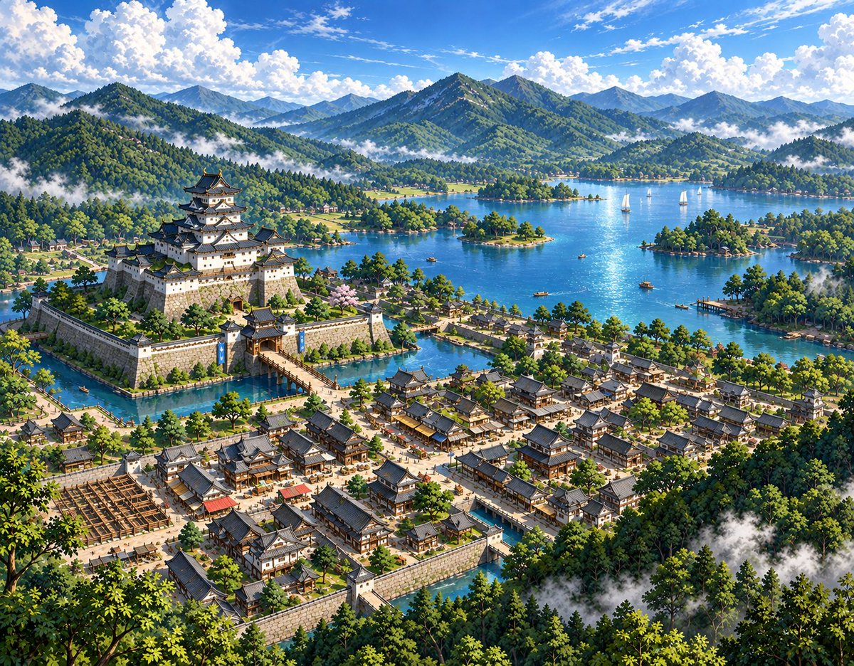 Skizze zu Anime-Schlosslandschaft (1/3)