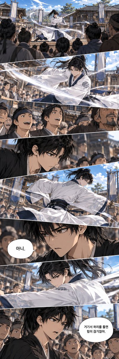 Historische Manhwa-Schwertduell-Seite (1/2)