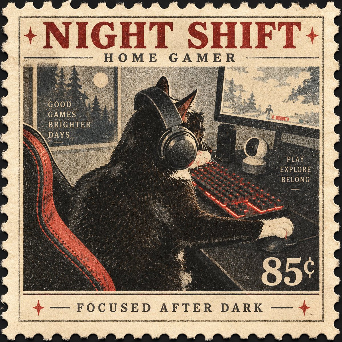 Cap Kucing Gamer "Night Shift" Vintage