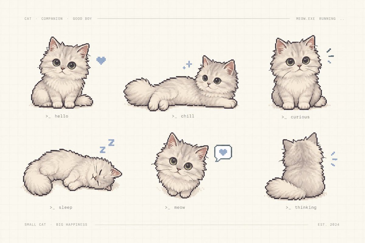 Pixel Art Kitten Companion Sheet